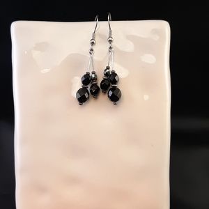 BUNDLE add-on: Black & Silver Earrings